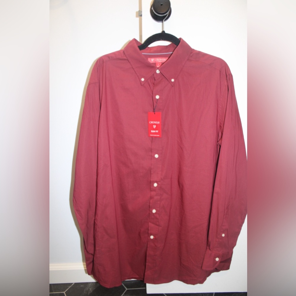 Cremieux Men’s Burgundy Slim Fit Button-Down Shirt | Long Sleeve | NWT | Size L